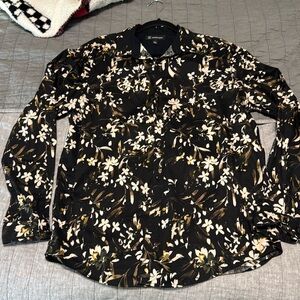 Floral button down dress up shirt size M
